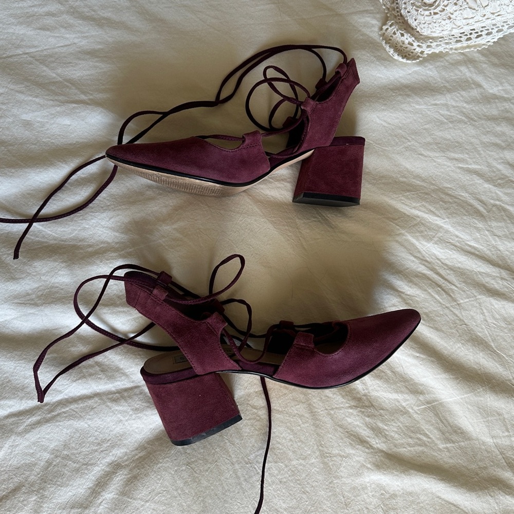 Vintage Steve Madden Lace-up Burgundy Leather Heels
